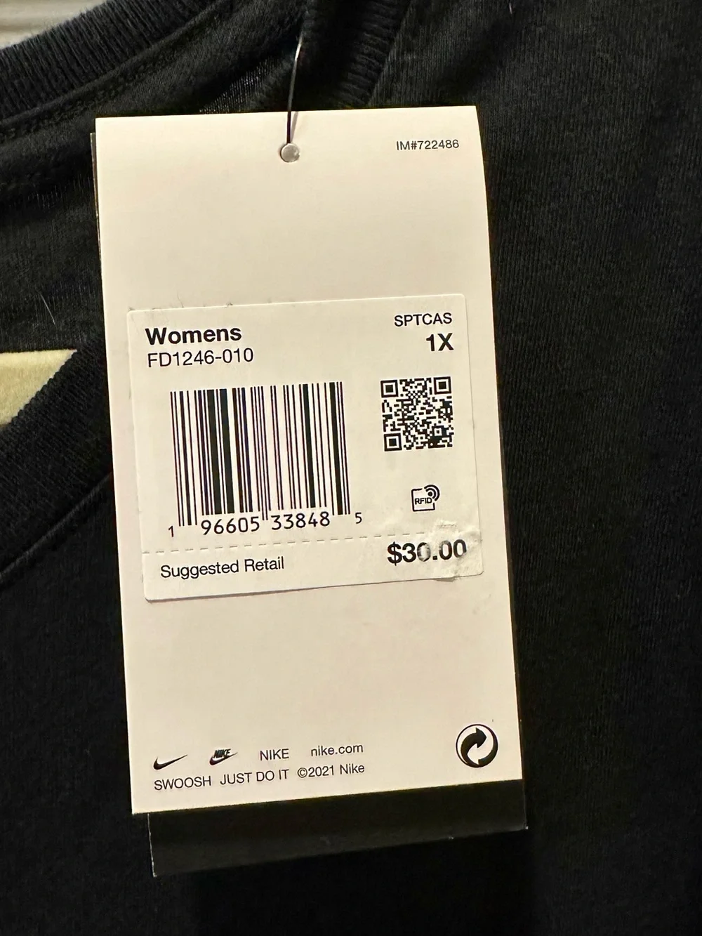 Nike 1X Black Logo Crewneck Cotton Tee Shirt NWT